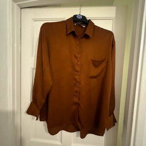 Zara rust silky shirt